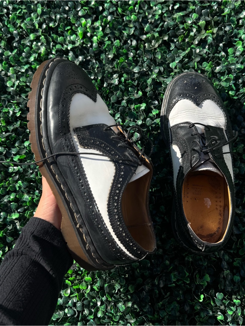 Dr. Martens Black & White Two-Tone Wingtip Derby Shoes